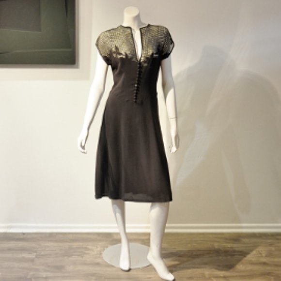 Francine Frocks of Hollywood Dresses & Skirts - Vintage 50's LBD in Net Applique Crepe